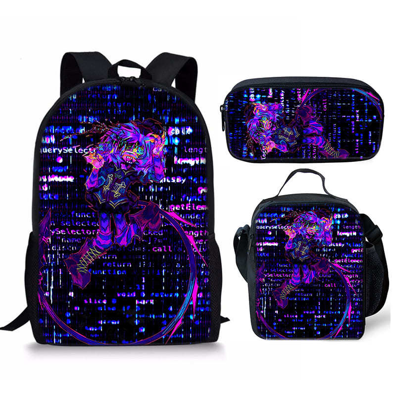 Hip Hop Youthful Novelty Murder Drones 3D Print 3pcs/Set Student Travel Bags Laptop Daypack Backpack Lunch Bag Pencil Case