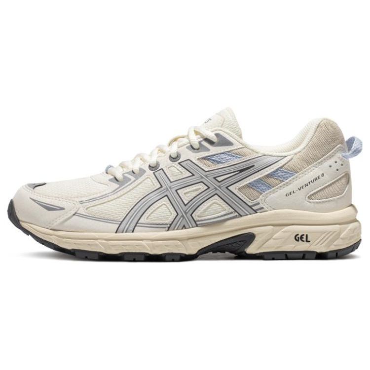 Asics Gel-Venture 6 Comfortable Fabric Synthetic Leather Low-Top Running Shoes Women Sneaker White Gray Blue 1012B359-101