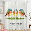 2pcs 2D Flat Printing Party Curtains Watercolor Birds Happy Sentiment Polyester Without Electricity Festive Wall Decor Use for