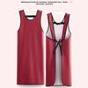 Sleeveless Waterproof Women's Leather Apron Lengthened Oil-proof Women's Pinafore Leather Solid Color Work Apron Home Kitchen