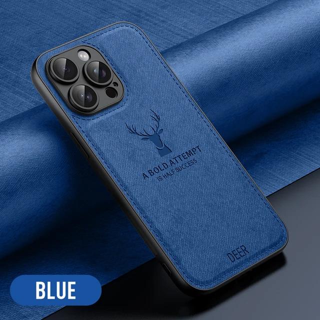 Soft Deer Head Shockproof Silicone Bumper Case For iPhone 15 14 13 12 11 Pro Max 7 8 6 S Plus SE Leather TPU Back Cover