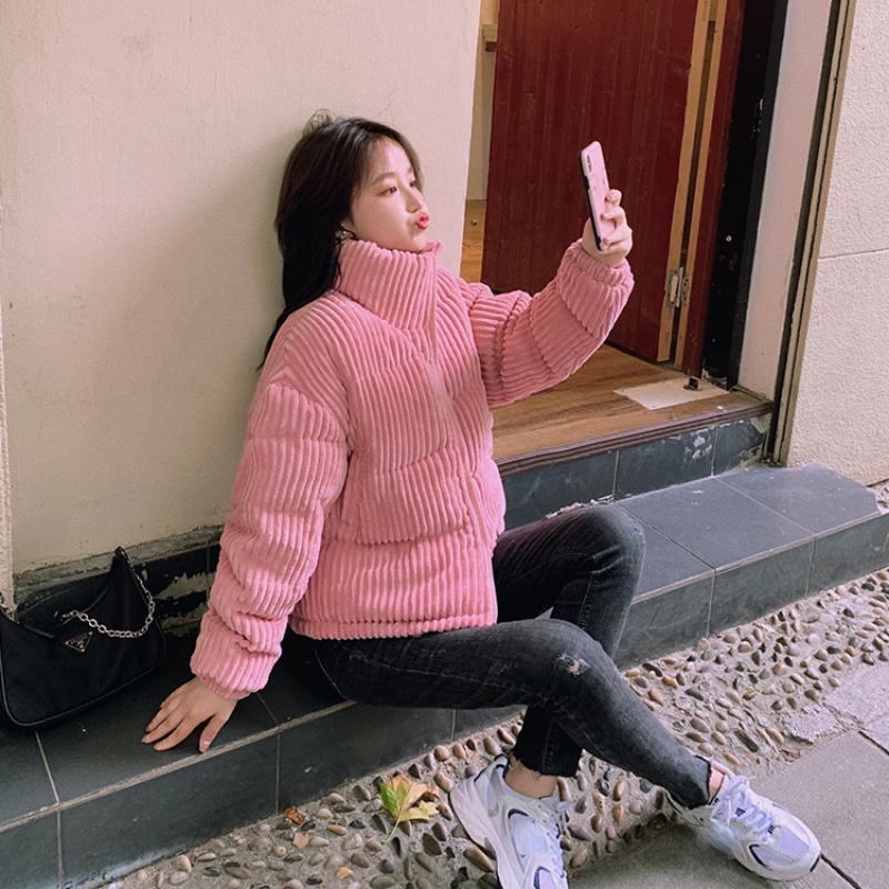 Loose Corduroy Padded Jacket Women Small Short Padded Jacket Female Warm Bread Cotton Coat