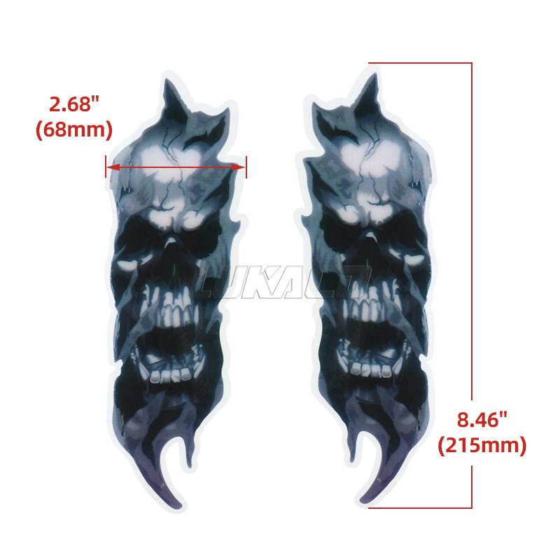 1 Par de Adesivo Decalque Caveira para Garfo Dianteiro de Motocicleta Universal Gráfico Zumbi À Prova d'Água Para Harley Honda Yamaha Kawasaki Suzuki