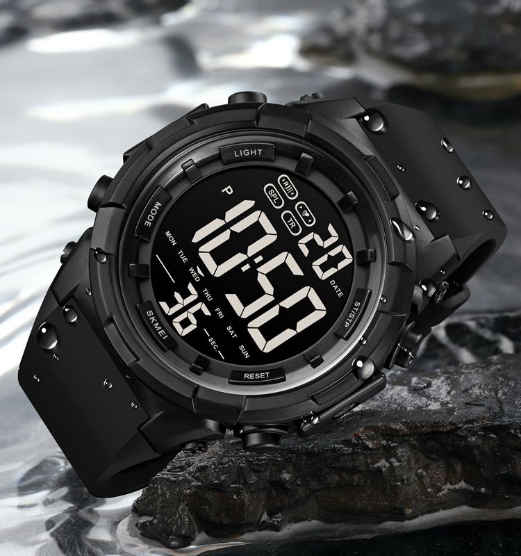 SKMEI LED Light Sports Watches Mens Countdown 2 Time Digital Wristwatch Alarm Date Clock 5Ba Waterproof Relogio Masculino 1845
