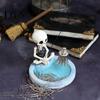 Funny Halloween Decorations Fishing Skeleton Magnetic Paperclip Holder, Skull Office Supplies Organizer Dark Humor with Storage Tray, Resin