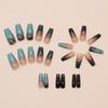 24 Pieces Nail Art Piece Wearing Nail Piece Dark Green National Style Removable Nail Art Piece Line Rose False Nail