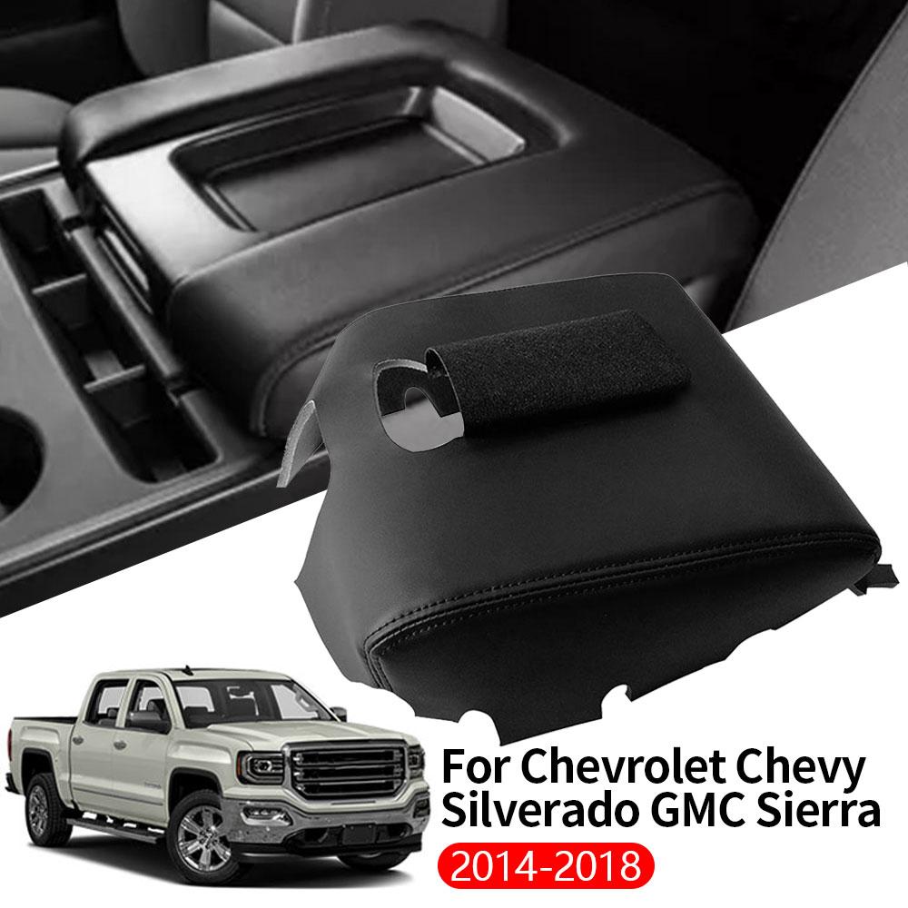 For Chevrolet Chevy Silverado GMC Sierra 2014 2015 2016 2017 2018 Microfiber Leather w/ Sponge Center Console Armrest Cover Trim