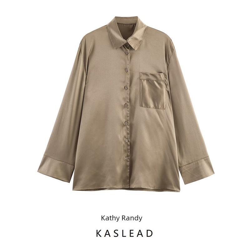 Kaslead New Arrival Women's Fashion Style Fashionable Loose All-Match Chest Pocket Shirt 8472068