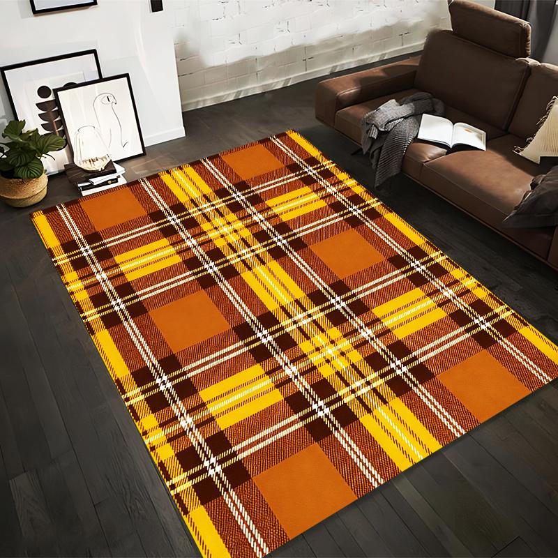 

Plaid Check Pattern Carpet in Yellow and Brown Modern Design Suitable for use as an anti-slip for living room bedroom sofas 40x60cm( 15x23in )
