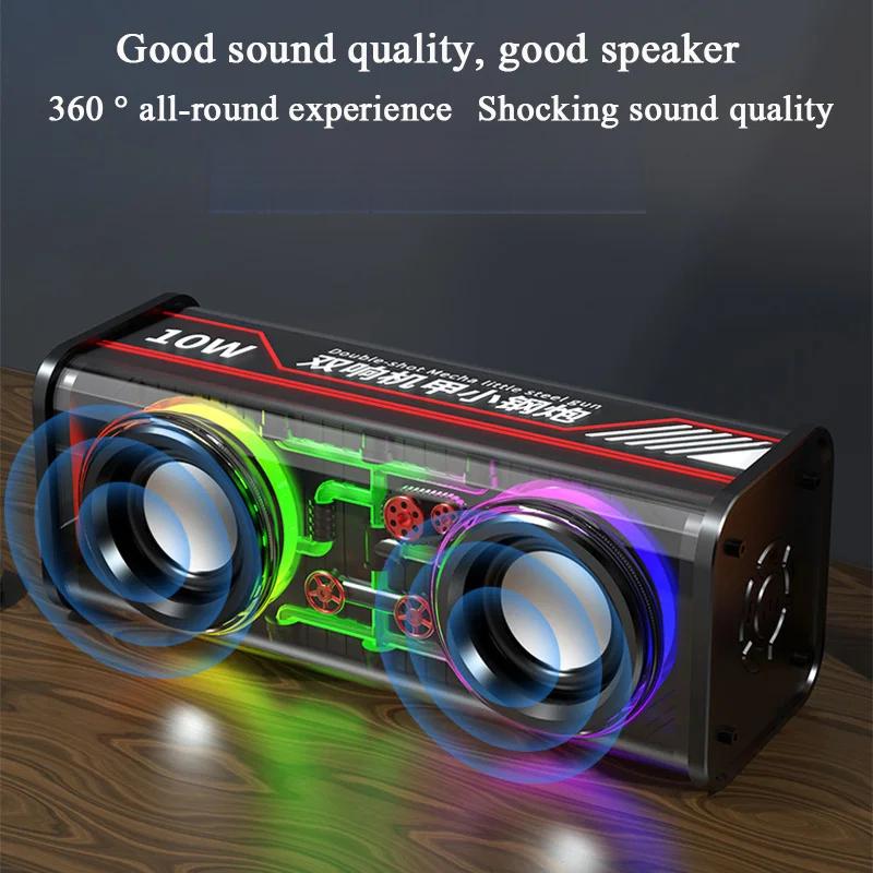 Transparente Mecha-Lautsprecher Bluetooth 5.0 Kabelloser Doppelbass-Membran-Subwoofer Musik TWS RGB-Licht Mini-Party-Lautsprecher