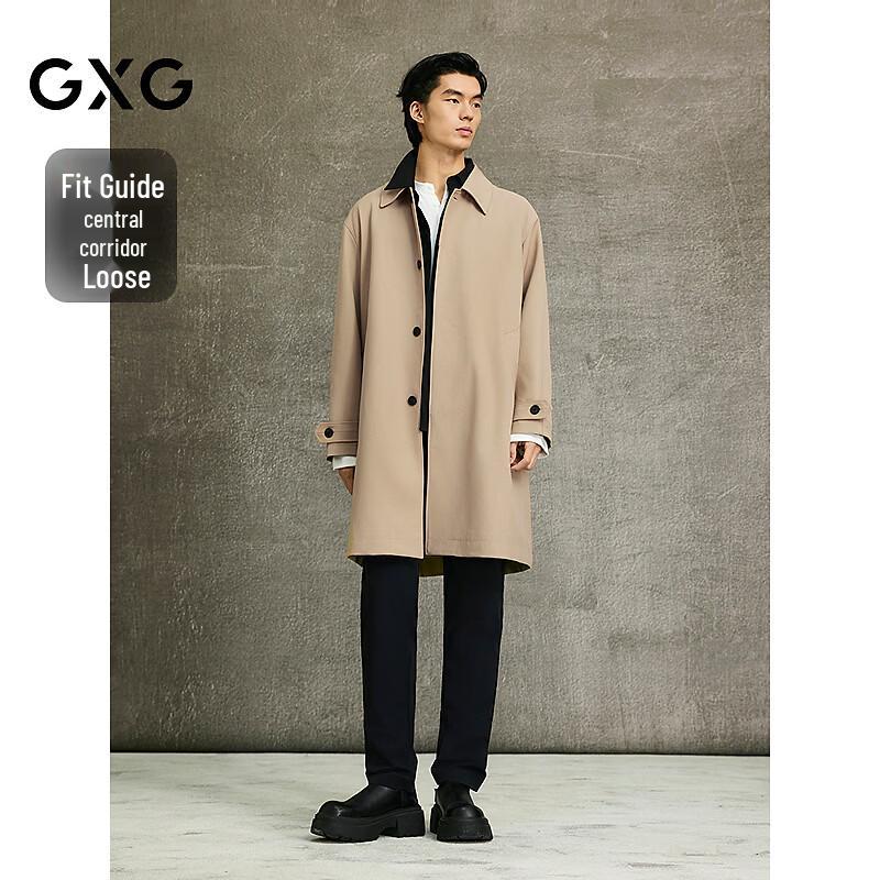 GXG Men's Khaki Twill Lapel Trench Coat
