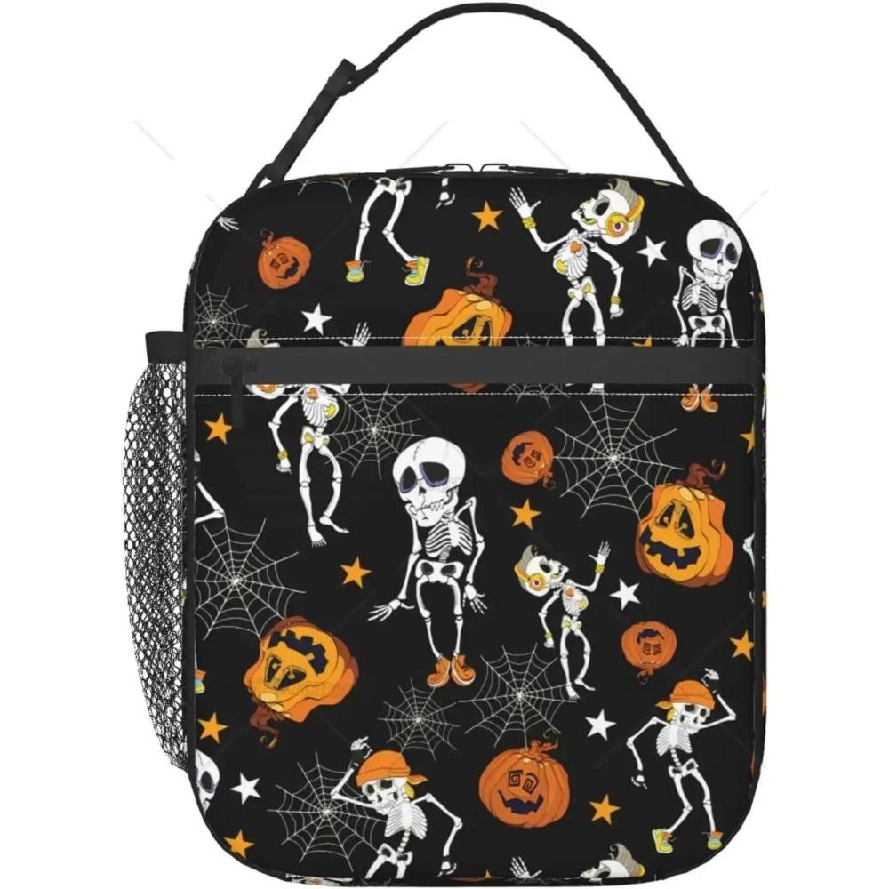 Dancing Skeletons Party Halloween Lunch Bag Insulated Lunch Box for Women Men Reusable Lunch Cooler Bag for Office Picnic