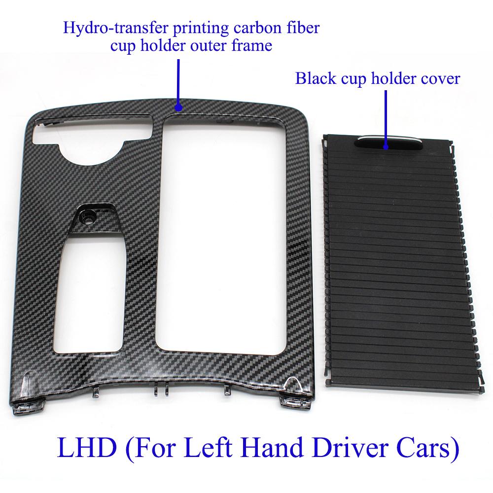 Interior Center Console Carbon Fiber Cup Holder Cover Armrest Storage Box Rolling Blind Panel For Mercedes Benz W204 W212 W207