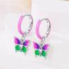 New 925 Silver Bee Butterfly Pink Lily Lotus Earrings For Women Cherry Apple Strawberry Ear Studs Elegant Party Jewelry