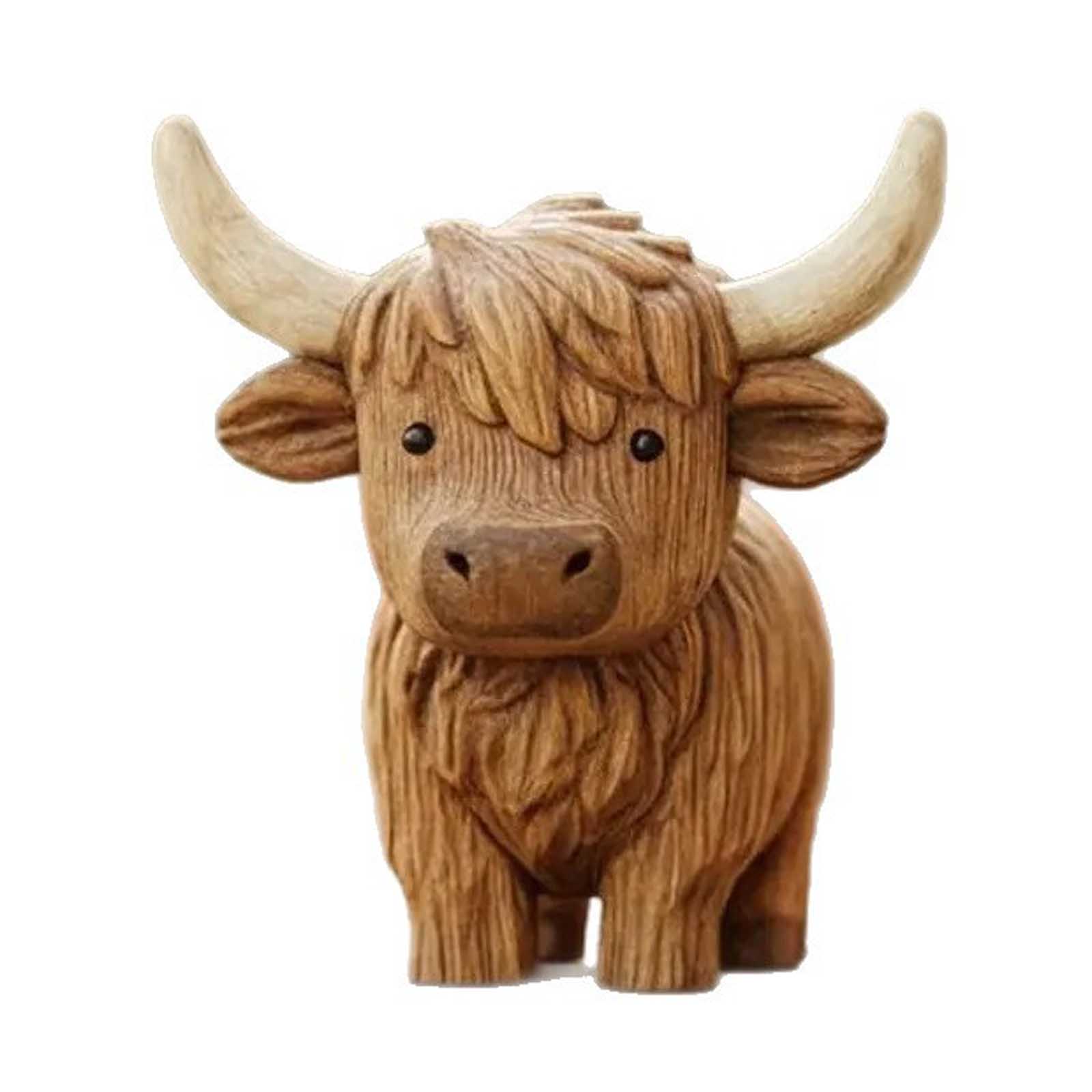 Resin Cattle Sculpture, Cute Scottish Cow Decor, Animal Statue For Home, Desk, Shelf, Nursery, Rustic Decorati