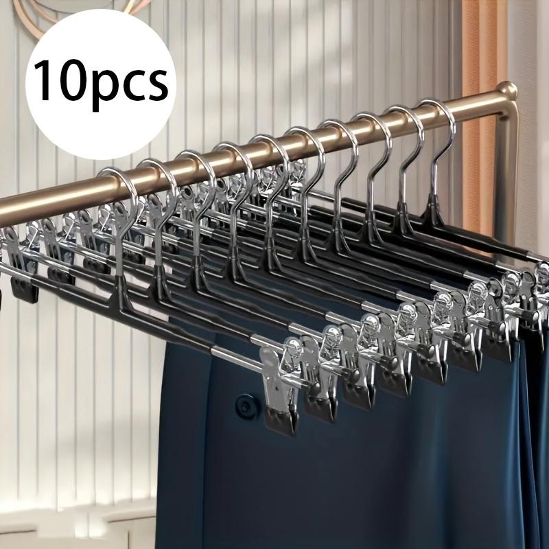 10pcs Adjustable Pants Hangers with Non-Slip Clips, Space-Saving Windproof Design for Towels, Socks, Underwear - Durable Metal Construction