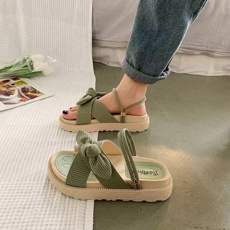 Fashion Summer 2025 New Fashion Student Platform Roman Lady Flat Shoes comforable two in one outdoor sponge cake thick soled beach shoes