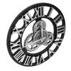 Large 3D Retro Wall Clock 34CM Vintage Wooden Gr Wall Clock Numerals Industrial   Clocks for Home Living Room Decoration