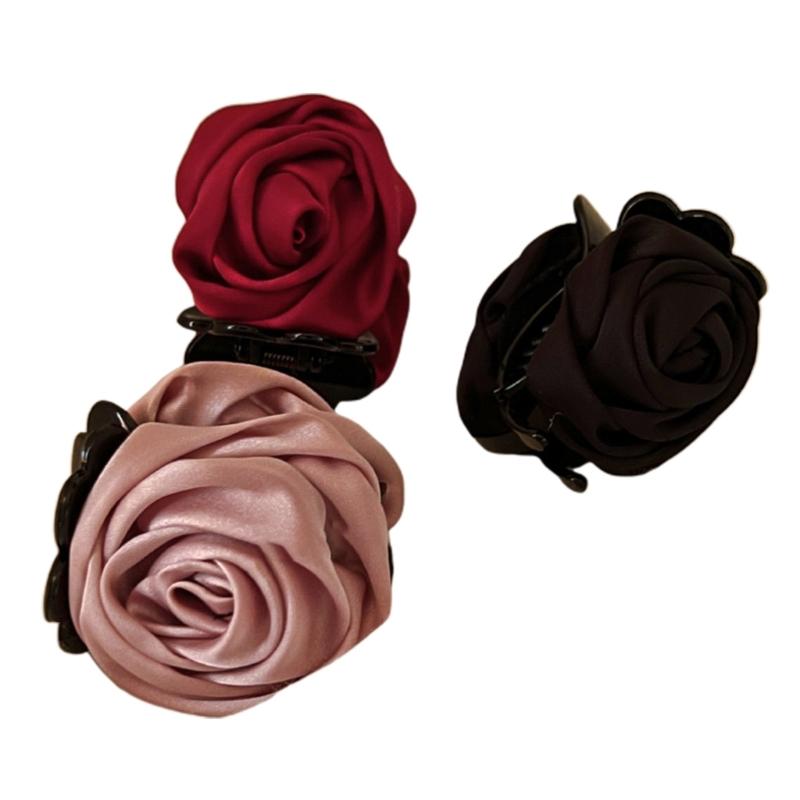 Non-Slip Satin Hair Claw Cute Ponytail Catch Strong Hold Princess Hairpin