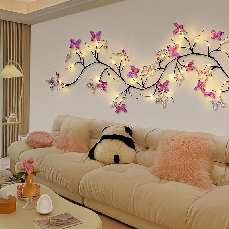 LED Butterfly Rattan Light, Tree Branch Simulation Layout Interior Decoration Romantic Atmosphere Light