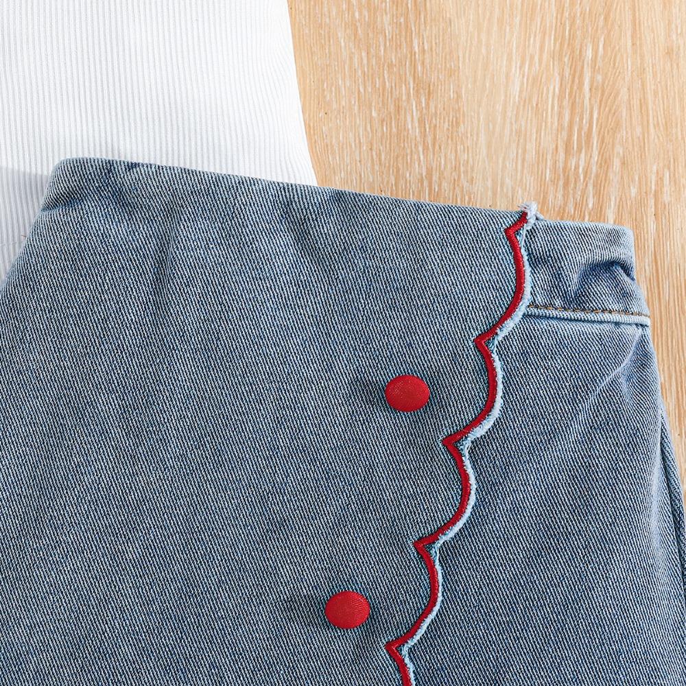 Dětské letní oblečení s krátkým rukávem Nové kojenecké dívčí tílko + kovbojský overal s krátkým rukávem Oblek pro dívky Módní oblek