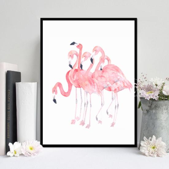 Watercolor Flamingo Canvas Painting Modern Living Room Bedroom Study Art Decor