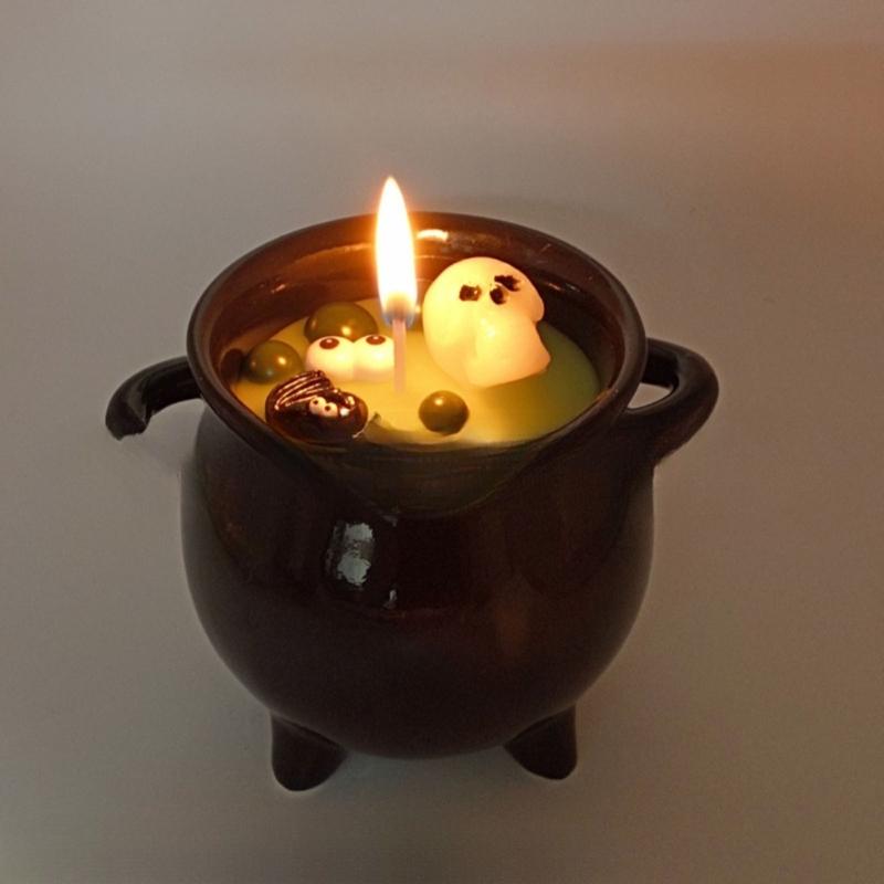 Environmental Friendly Soyabean Candlewax Necromancer Container Candle Earthenware Halloween Party Highlight Safe For Kids Animals