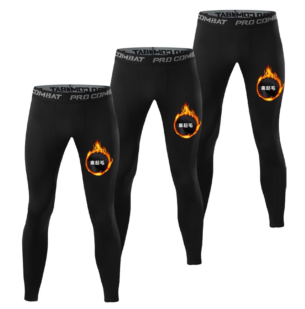 Long Tights for Winter Warmth Compression Tights for Sportswear and Size M [LZLLZQ] 3-Pack Men's Fleece-Lined [Cold Weather, Lightweight, Warm,