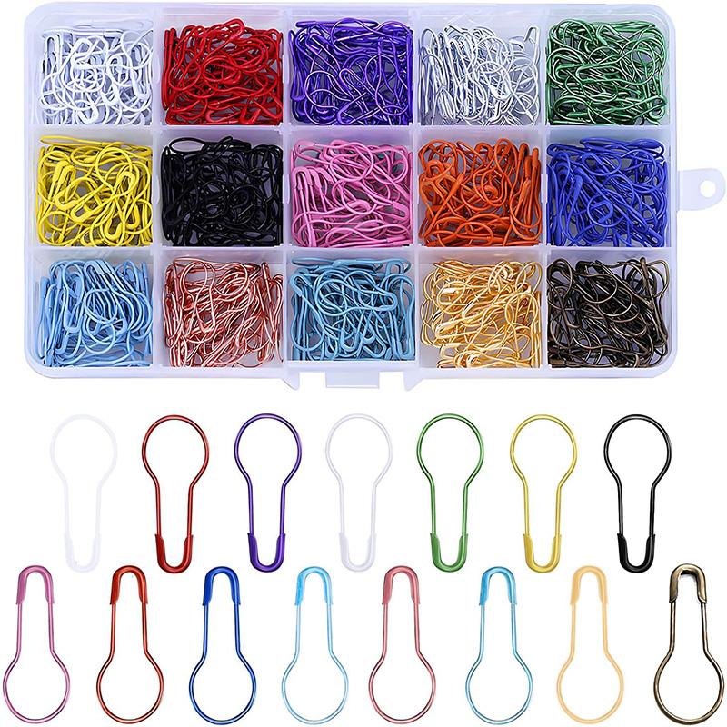 300/450Pcs Safety Pins with Storage Box Calabash Crochet Stitch Markers Knitting Crochet Locking Safety Pin Safety Pins Set