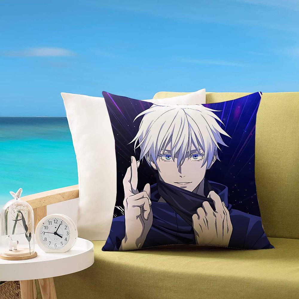 Cartoon G-Gojo Satoru Pillow Case Cushion Cover Soft Cute Throw Pillow Case For Car Sofa Pillowcase Polyester With Zipper