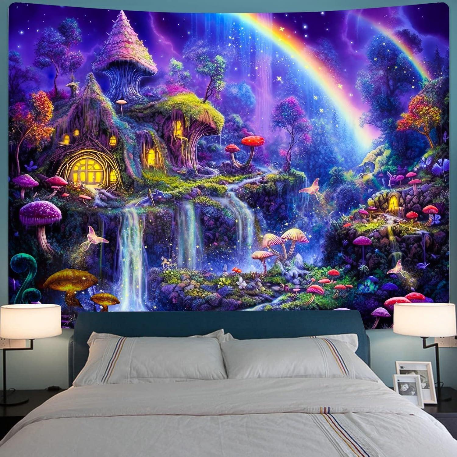 Tapestry dark night neon wall 75x100