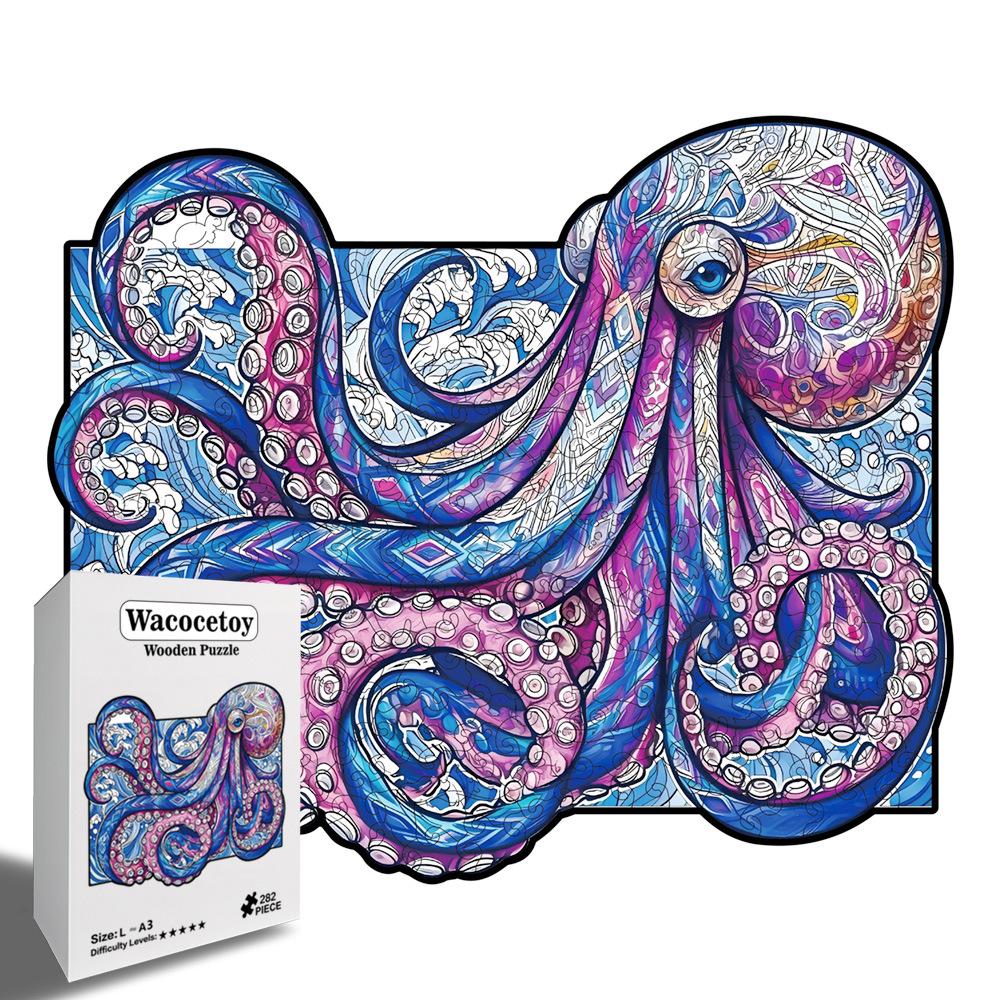 Octopus Puzzle Wooden Special-Shaped Splicing Toy Piggy Bank High-Difficulty Manual Puzzle
