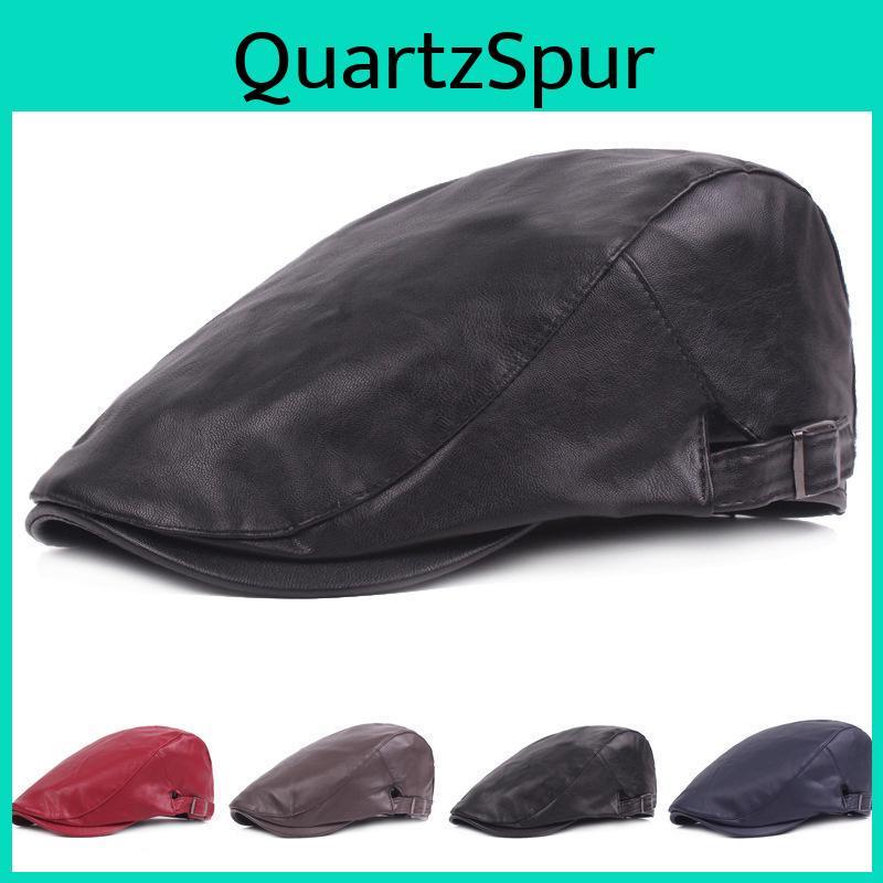 Ap Mens Beret Leather Middleaged And Elderly Winter Forward Cap Peaked Cap Newsboy Caps For Men Driver Ivy Hat Gatsby Painters Hats