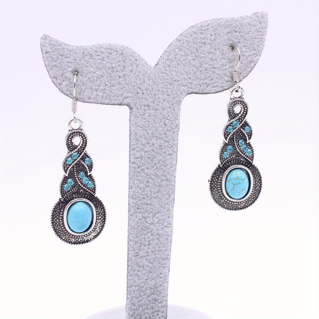 2PCS Bohemian Vintage Teardrop Turquoise Earrings, Women's Unique Jewelry Accessories