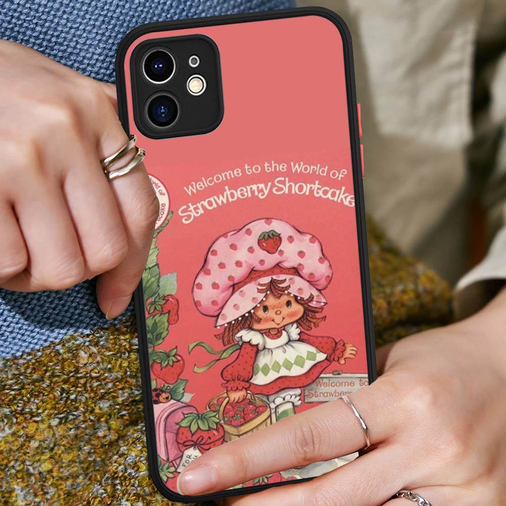Animated Strawberrys Shortcake Phone Case For IPhone 11 12 13 14 15 16 Pro Plus X XS MAX Matte Bumper Shockproof Cover