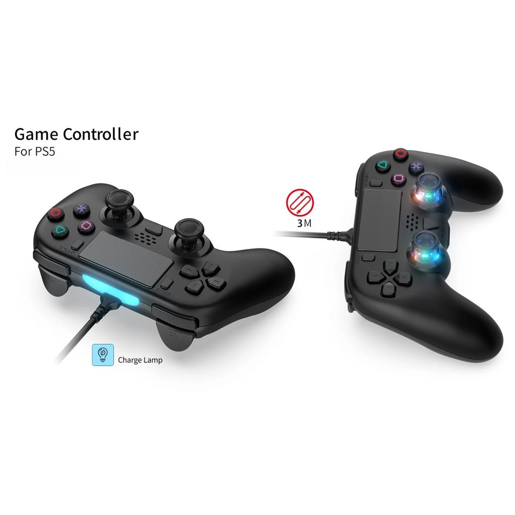 Newly 3M Wired Gamepad for PS5&PS5 Slim Console,Supports Programming Function with Asymmetric Dual Motor Vibration Function