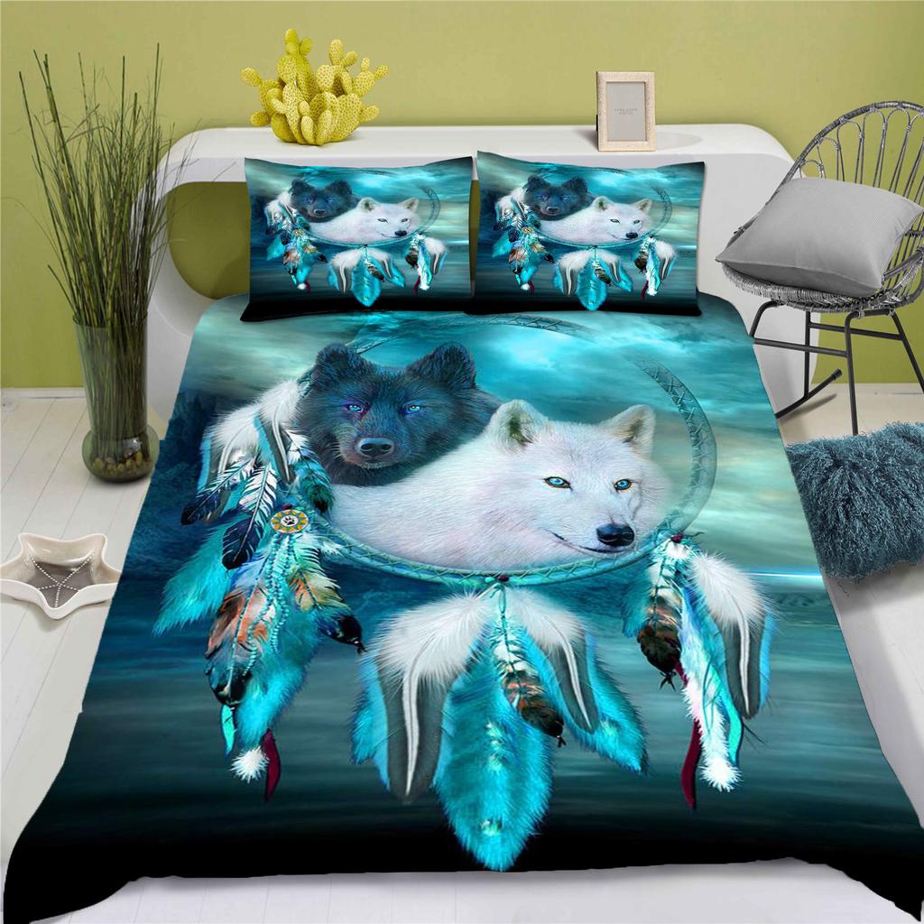 Comforter Wolf Cartoon Bedding Set Adult Boy Girl Bedroom Decoration Children Single Double Large Size