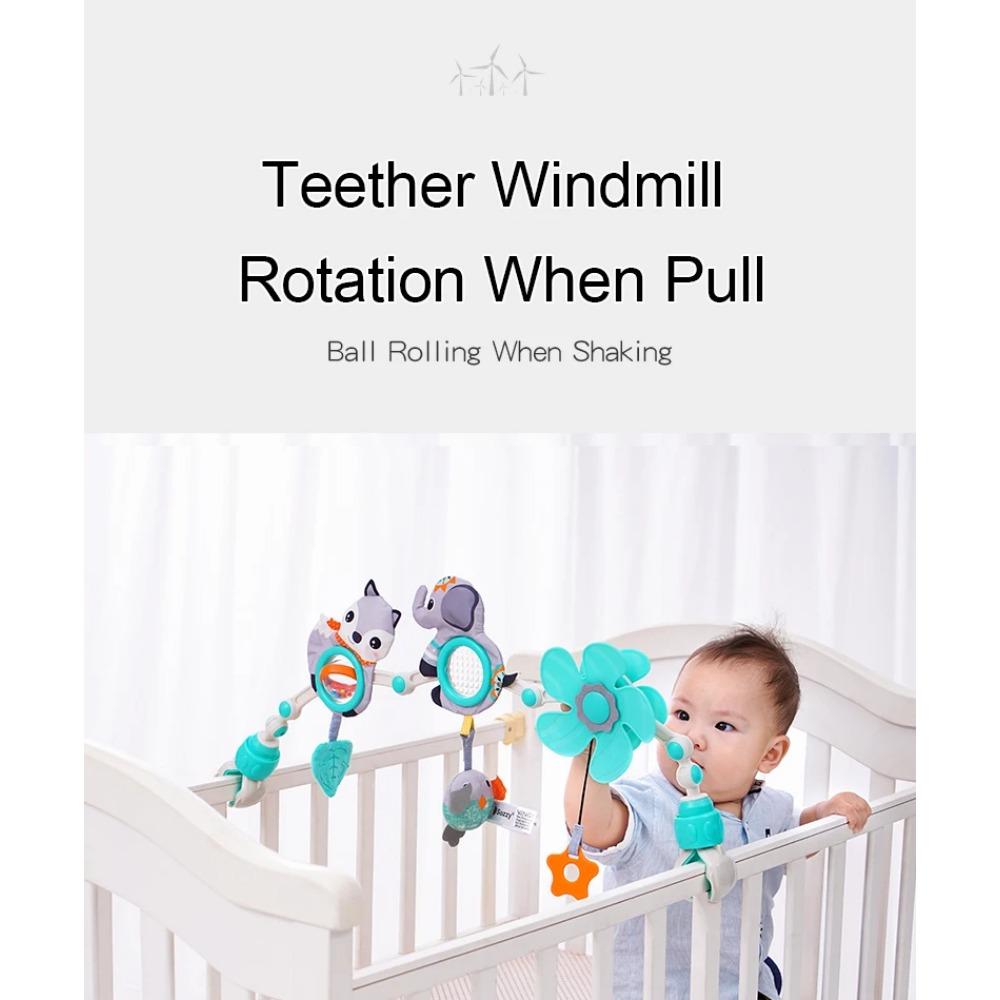Babystroller-Bogen Spielzeug Musikalisches Rasselspielzeug mit Beißring für Kinderbett Kinderwagen Autositz Sensorisches Entwicklungsspielzeug für Babys 0 6 12 Monate