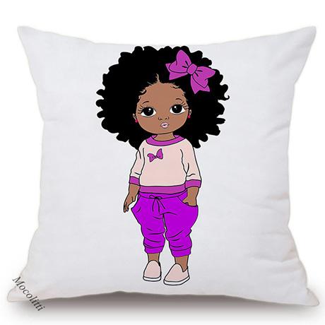 Africa Baby Cartoon Throw Pillow Case Cute Girl Children Room Sofa Bed Decorative Cushion Cover Velvet Soft Pillowcase 45X45Cm