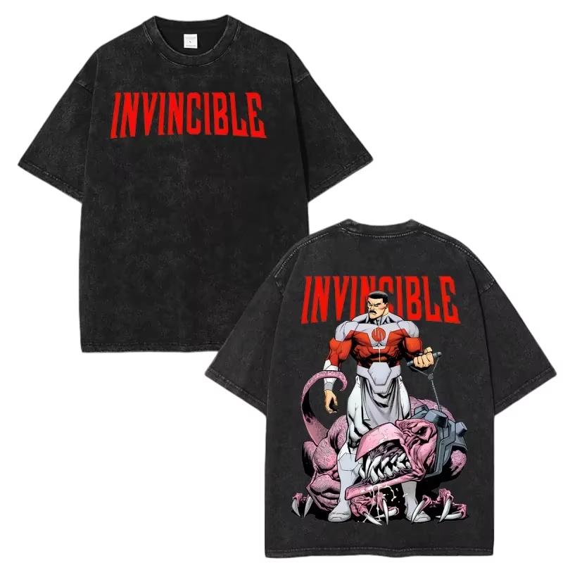 2026 Nuova Invincibile Grande Reggente Thragg Unisex Camicia Lavata, Cotone Vintage Estivo Y2k Moda Uomo Maglietta Grafica Oversize