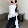 Mesh Irregular Ruffled Vest Sweet Cropped Tube Top Fashion Women's Vest Top Women