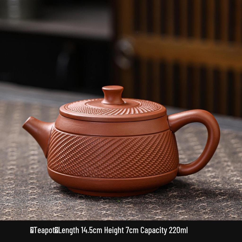 Large-Capacity Purple Clay Kung Fu Tea Set with Jump Knife Teapot and Two Cups
