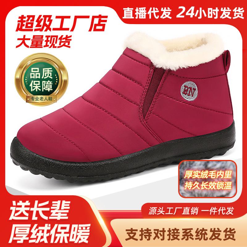 Shoes women's cotton shoes large size TEMU2025 snow boots one pedal velvet cotton boots cold-proof and warm women's short boots