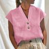 QICED Women's Fashion Casual Solid Color Print Short Sleeve V Neck Blouses & Shirts