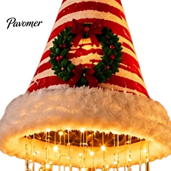 Front Porch Hanging Decor Christmas Hat Lantern, Glowing Santa Cap Decorative Light with LED String Indoor Living Room Ornaments And Pendants, Pendant