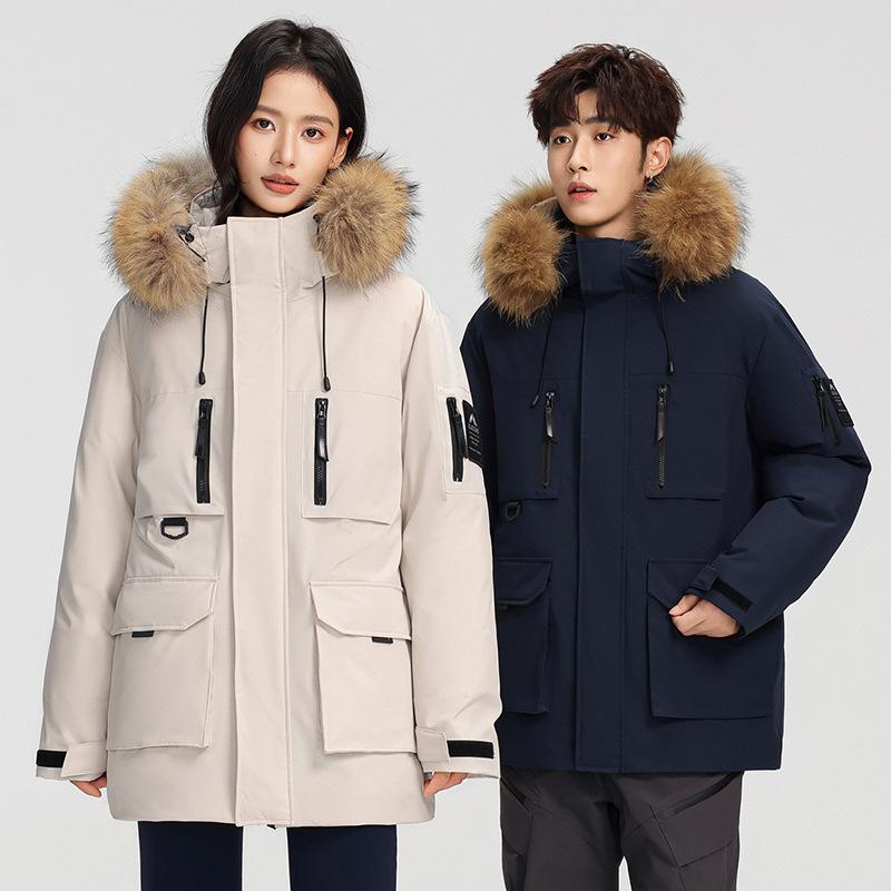 Winter thick down jacket men and women couples tide brand cross-border tooling can be opened two outdoor tooling fur collar pie overcome coat