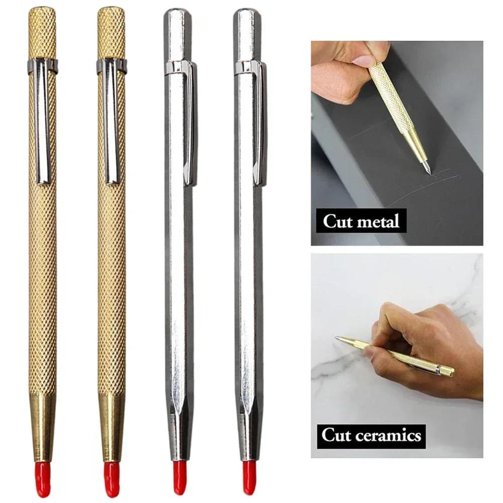 4pcs Scribe Pen Metal Tile Lettering Pen Glass Cutter Carbide Scriber Engraver Glass Knife Scriber For  Tile Cutting