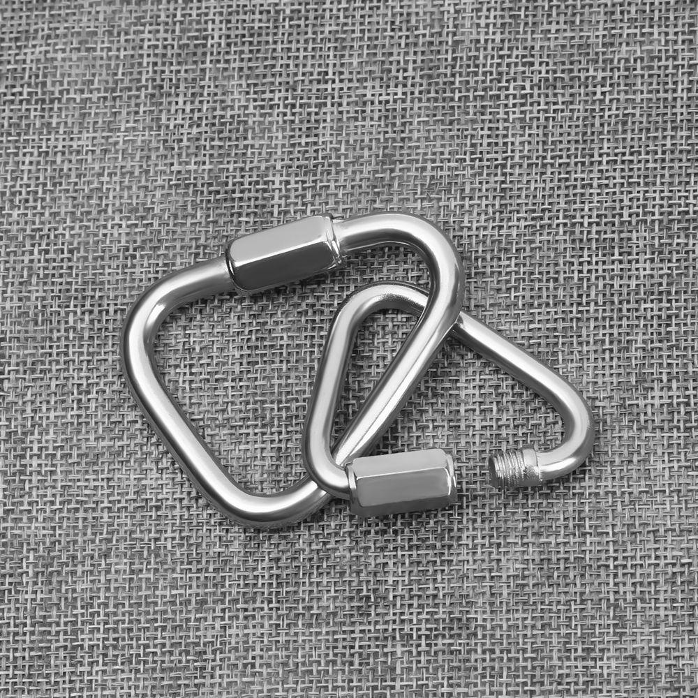 Stainless Steel Triangle Carabiner Outdoor Camping Hiking Keychain Snap Clip Kettle Buckle Chain Screw Lock Accessories