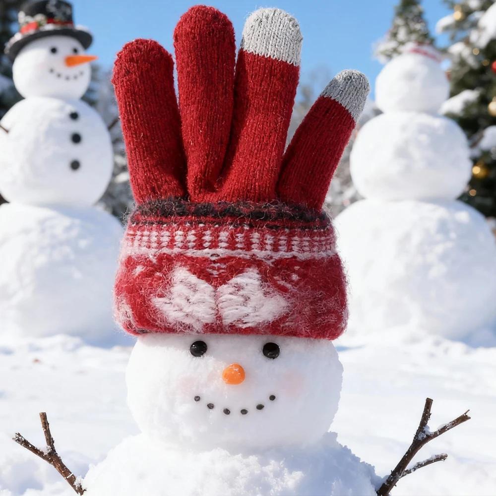 Winter Warm Knitted Gloves, Fashion Handmade Christmas Snowflake Embroidery Touchscreen Gloves for Women Men, Christmas Gifts