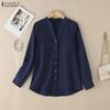 ZANZEA Women Casual V-Neck Solid Color Long Sleeve Blouse